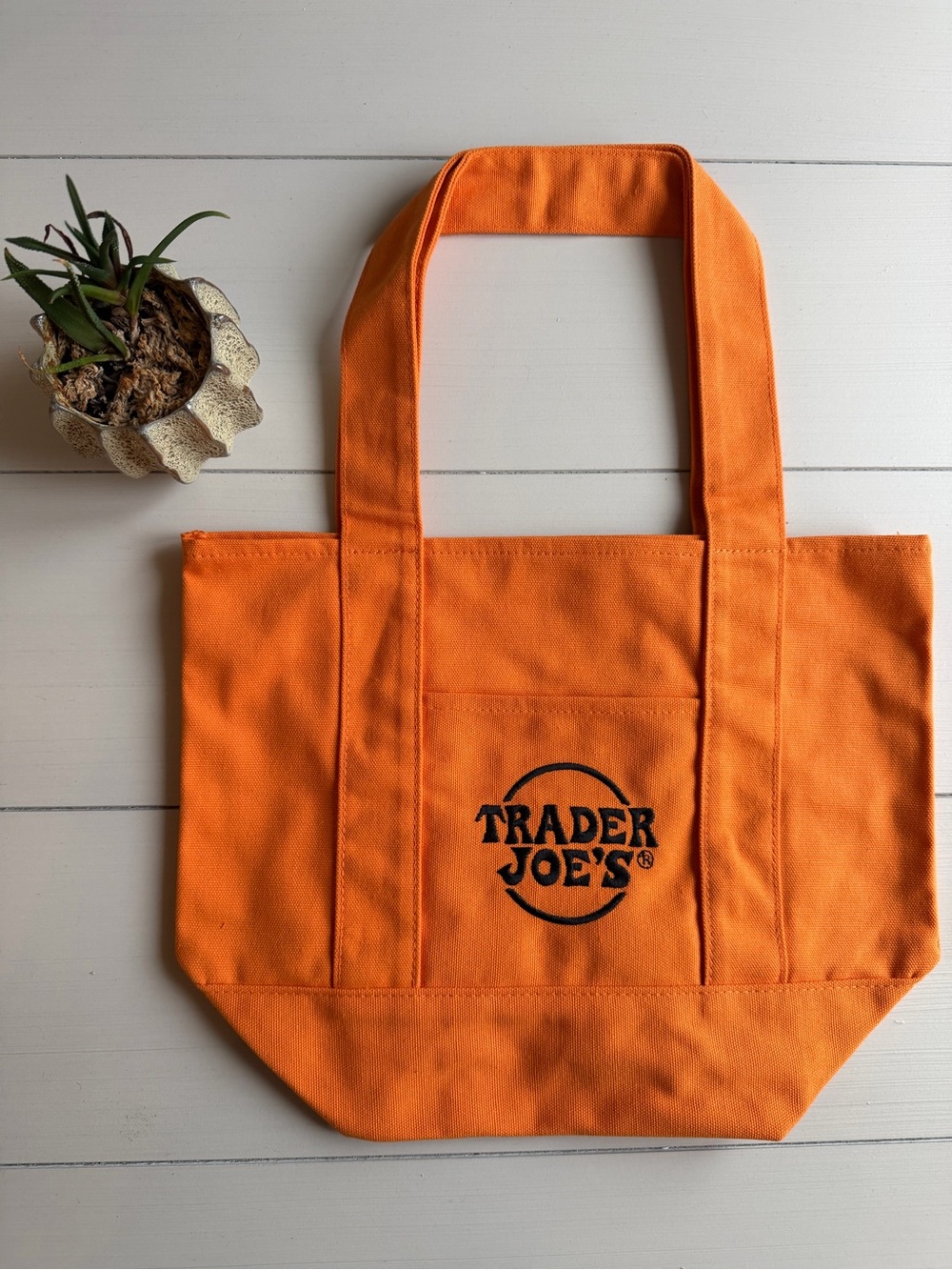 Trader Joe's 2026 Limited Edition Halloween Pumpkin Orange Mini Canvas Tote Bag